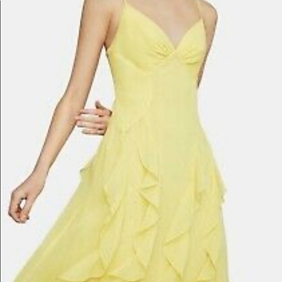 NWT BCBGMaxAzria Ruffle Canary Yellow Gown 04! - Picture 1 of 8